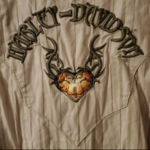 Vintage Harley Davidson zip up shirt Size M